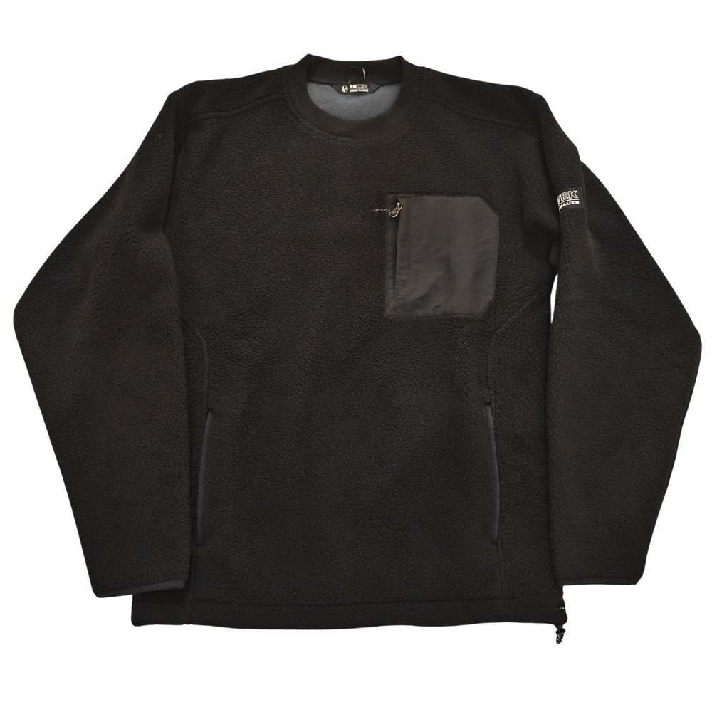 Eddie Bauer EBTEK Mens Small Black Fleece Pullover Crewneck Pocket Sweatshirt